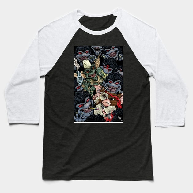 Gremlins Vs. Critters Baseball T-Shirt by ArtofOldSchool